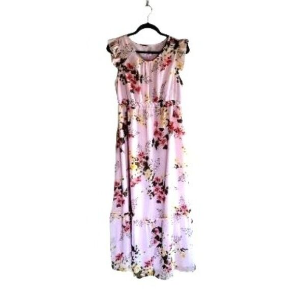 Isabel Womens Dress Pink M Maternity Floral Maxi Flutter Sleeve  NEW - Picture 1 of 6